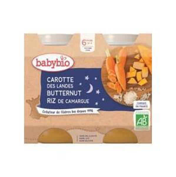 BABYBIO Večerní menu mrkev, dýně, rýže (2x 200 g)