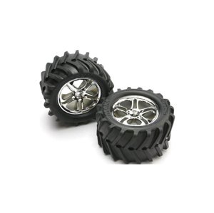 Traxxas kolo 3.8", disk Split Spoke H14 stříbrný, pneu Maxx Chevron (pár)