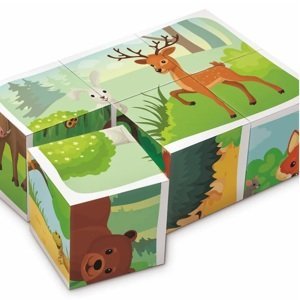 Dřevěné kostky Lesní zvířátka - 6 kostek