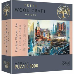 Trefl Dřevěné puzzle 1000 - New York - koláž