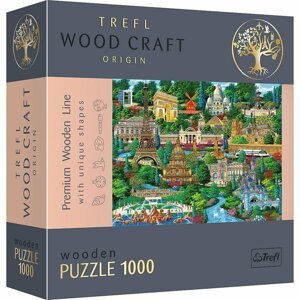 Trefl Dřevěné puzzle 1000 - Francie - slavná místa