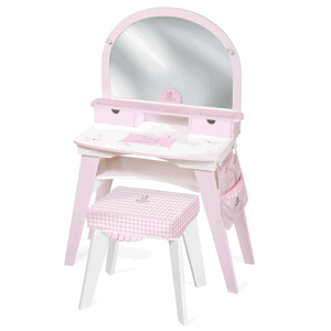 DeCuevas 55746 Dřevěný toaletní stolek XL se zrcadlem a dřevěnou židlí NIZA 2022