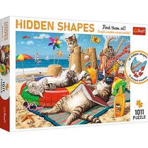Trefl Puzzle 1000 Hidden Shapes - Kočky na pláži