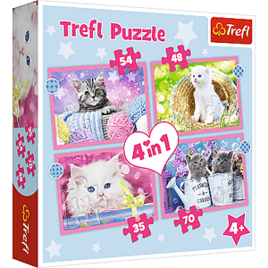 Trefl Puzzle 4v1 - Zábavné kočky