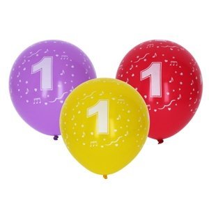 Balónek nafukovací 30cm - sada 5ks, s číslem 1