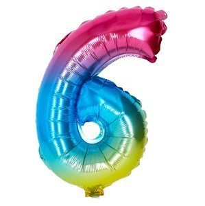 Balónek nafukovací - číslo 6 duhový