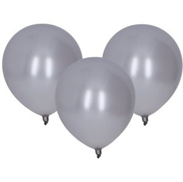 Balónek nafukovací 30cm - sada 10ks, metalický stříbrný