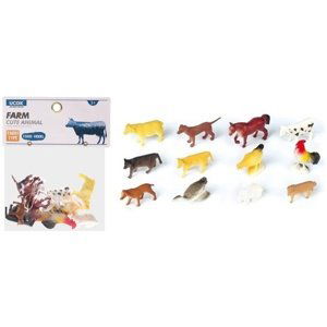 Zvířátka figurky mini farma 12 ks set 5 cm