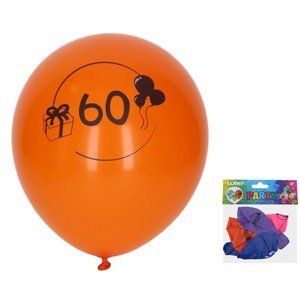 Balónek 30 cm - sada 5ks, s číslem 60