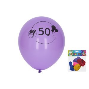 Balónek 30 cm - sada 5ks, s číslem 50