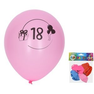 Balónek 30 cm - sada 5ks, s číslem 18