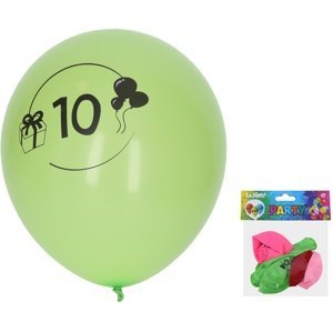 Balónek 30 cm - sada 5ks, s číslem 10