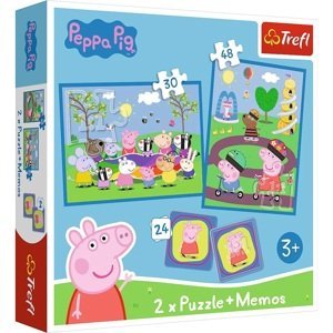 Trefl Puzzle 2v1 + pexeso - Šťastné chvíle s prasátkem Peppa / Peppa Pig