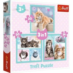 Puzzle 3v1 - Milá domácí zvířátka / Trefl