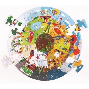 Bigjigs Toys Kulaté podlahové puzzle Čtyři roční období 50 dílků