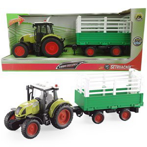 Farm service - Traktor s valníkem pro přepravu sena 1:16