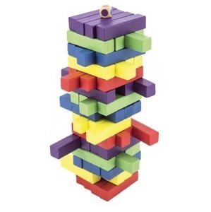 Hra věž dřevěná 60ks barevných dílků společenská hra hlavolam