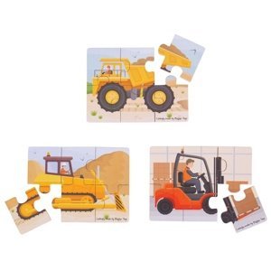 Bigjigs Toys Puzzle 3v1 Stavební stroje