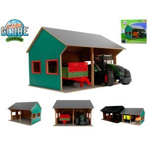Kids Globe Farming dřevěná garáž 44x53x37cm 1:16 pro 2 traktory