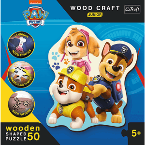 Trefl Dřevěné puzzle Junior 50 dílků - Veselá Tlapková Patrola / PAW Patrol