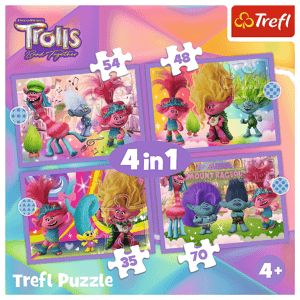 Trefl Puzzle 4v1 - Dobrodružství barevných Trollů / Universal Trolls 3 (2023)