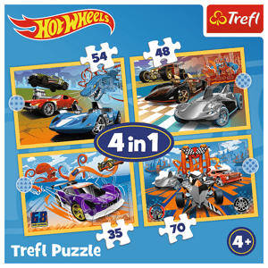 Trefl Puzzle 4v1 - Vozidla Hot Wheels / Mattel Hot Wheels