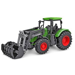 Kids Globe traktor zelený s předním nakladačem volný chod 27cm