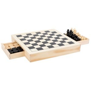 Small foot Dřevěné kompaktní šachy 3v1