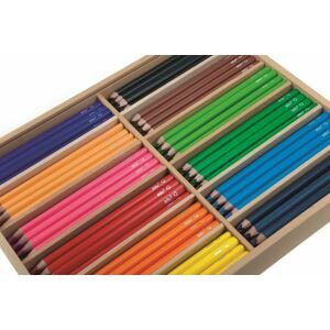 EDU3 Jumbo trojhranné pastelky H144, tuha 5 mm, 144ks/12 barev ve školním boxu ze dřeva