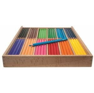 EDU3 Jumbo šestihranné pastelky H144, tuha 5 mm, 144 ks/12 barev ve školním boxu ze dřeva