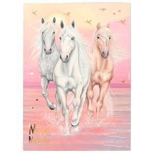 Listová sada Miss Melody, Růžová a pastelové barvy, 3 koně v běhu
