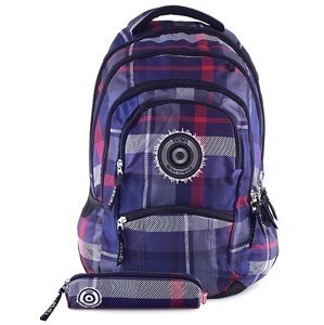 Studentský batoh Target, fialovo-modré kostky