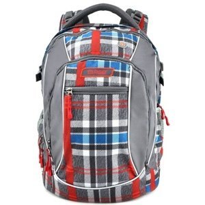 Studentský batoh Target, Kostkovaný, červeno-modro-šedý