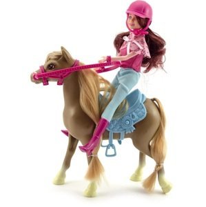 Kůň česací s doplňky + panenka žokejka 23cm