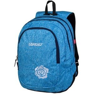 Studentský batoh Target, Modrý, džínovina, potisk růže