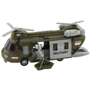 Vrtulník/Helikoptéra vojenská plast 28cm na baterie se světlem se zvukem