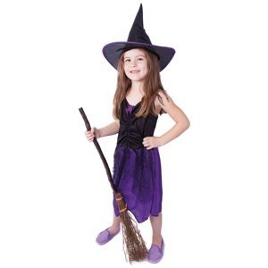 Dětský kostým čarodějnice fialový s kloboukem (S)