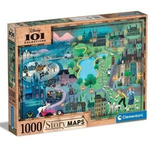 Puzzle 1000 dílků - Disney mapa 101 dalmatinů