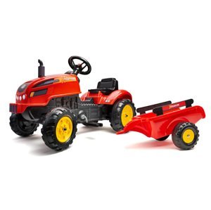 FALK Šlapací traktor 2046AB X-Tractor s vlečkou a otevírací kapotou - červený