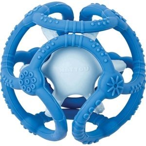 Natty Kousátko silikonová míč 2v1 bez BPA 10 cm modrá