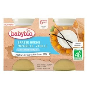 BABYBIO Brassé z ovčího mléka mirabelky vanilka 2x130 g