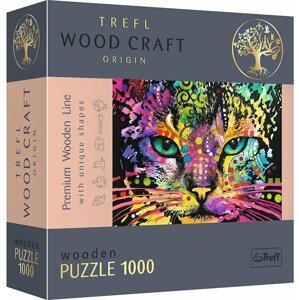 Trefl Dřevěné puzzle 1000 - Barevná kočka