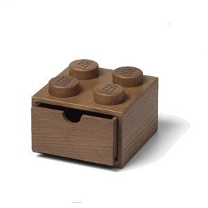 LEGO dřevěný stolní box 4 se zásuvkou (tmavé dřevo)