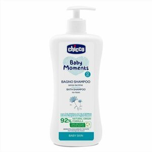 CHICCO Šampon na vlasy a tělo s dávkovačem Baby Moments 92% přírodních složek 500 ml