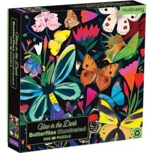 Rodinné Puzzle svítící ve tmě Motýli 500 Mudpuppy