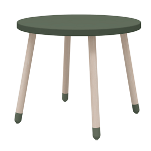 Flexa Dřevěný kulatý stůl pro děti tmavě zelený Dots
