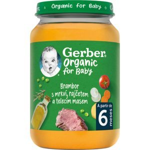 GERBER Organic dětský příkrm zelenina s telecím masem 190 g