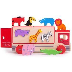 Bigjigs Toys Dřevěné auto se zvířátky safari