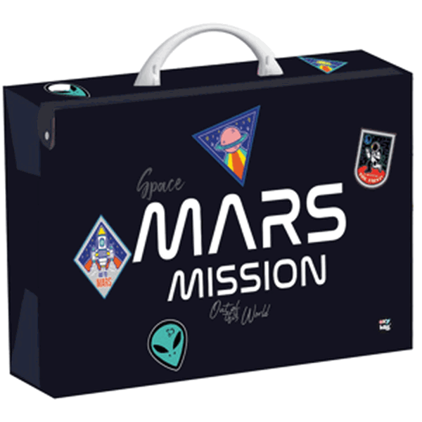 Dětský lamino kufřík A4, hranatý - Space / Mars Mission