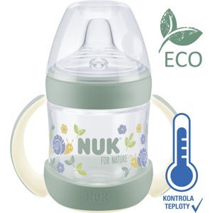 NUK Láhev kojenecká For Nature pro učení s kontrolou teploty, zelená 150 ml